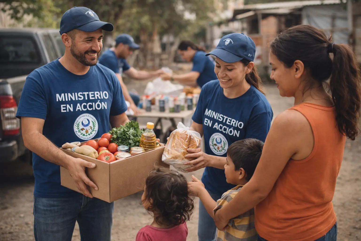 Equipo de voluntarios del Ministerio en Acción realizando labor social